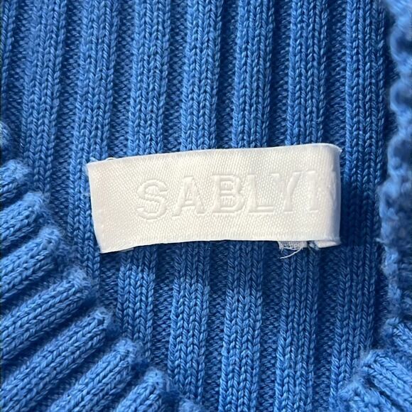 Sablyn Evangeline Bell-Sleeve Knit Mini Dress Blue Medium - Picture 11 of 12